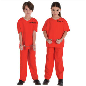 Incarcerated Prisoner Jumpsuit CHILD Unisex Halloween Costume Child MEDIUM 8-10